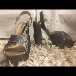 Steve Madden sequined platform heels.